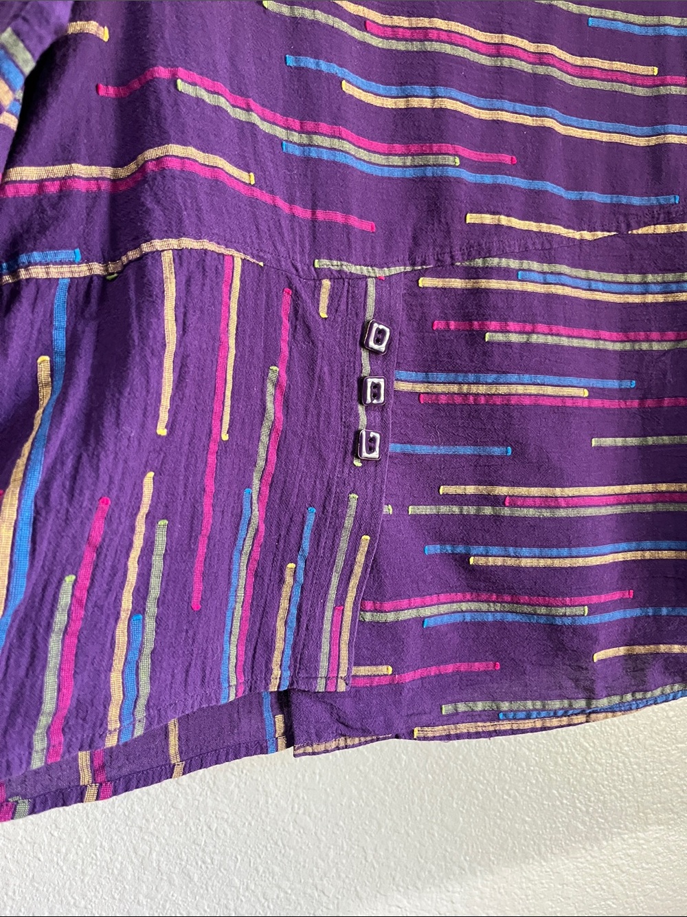 Habitat Purple Striped Round-Neck Tunic with Multicolor Accents Sz L Boho Chic - Picture 7 of 9
